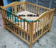 Giường cũi trẻ em gỗ xoan đào 1mx1m2 
